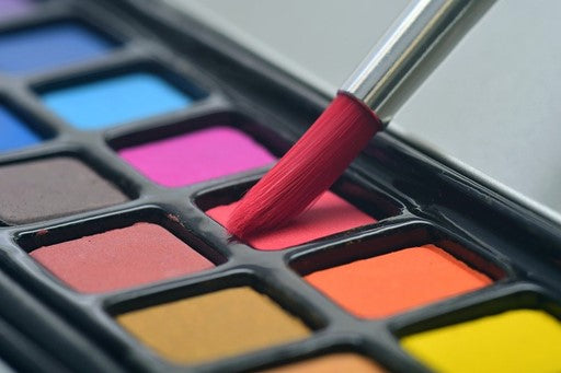 Watercolor brush and color palette